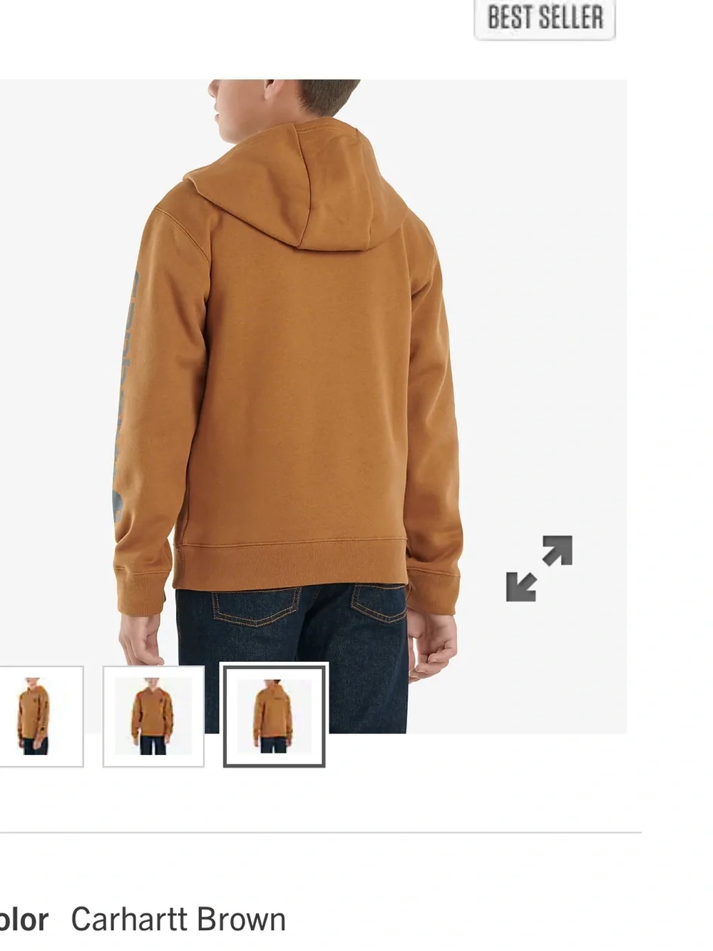 NWT! Carhartt Kid’s Tan Pullover Hoodie with Navy Logo Size 6